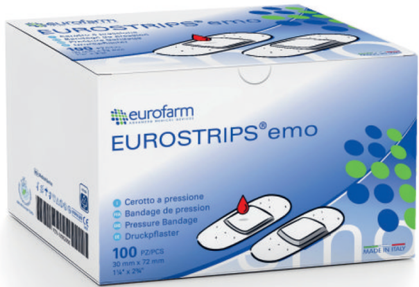 EUROSTRIPS emo ist das Spezialpflaster für nachblutende Punktionen
